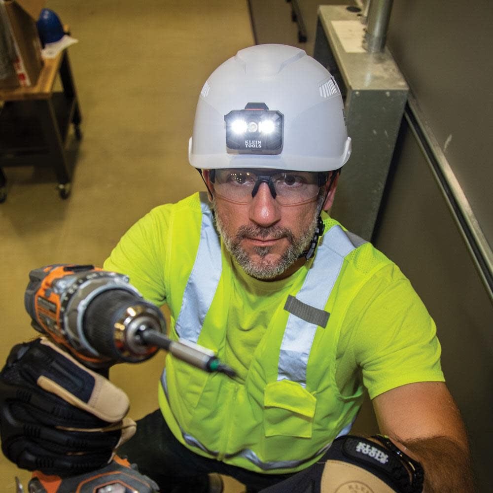 Klein Tools Safety Helmet Vented-Class C with Rechargeable Headlamp White, large image number 4