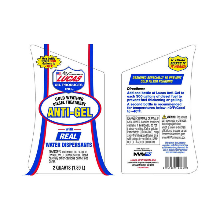 Lucas Oil 1/2 Gallon Anti-Gel Cold Weather Diesel Treatment, large image number 1