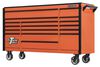 Extreme Tools DX Series 72 Inch W x 21 Inch D 17 Drawer Triple Bank Roller Cabinet 100 lbs Slides Orange with Black Drawer Pulls, small image number 2
