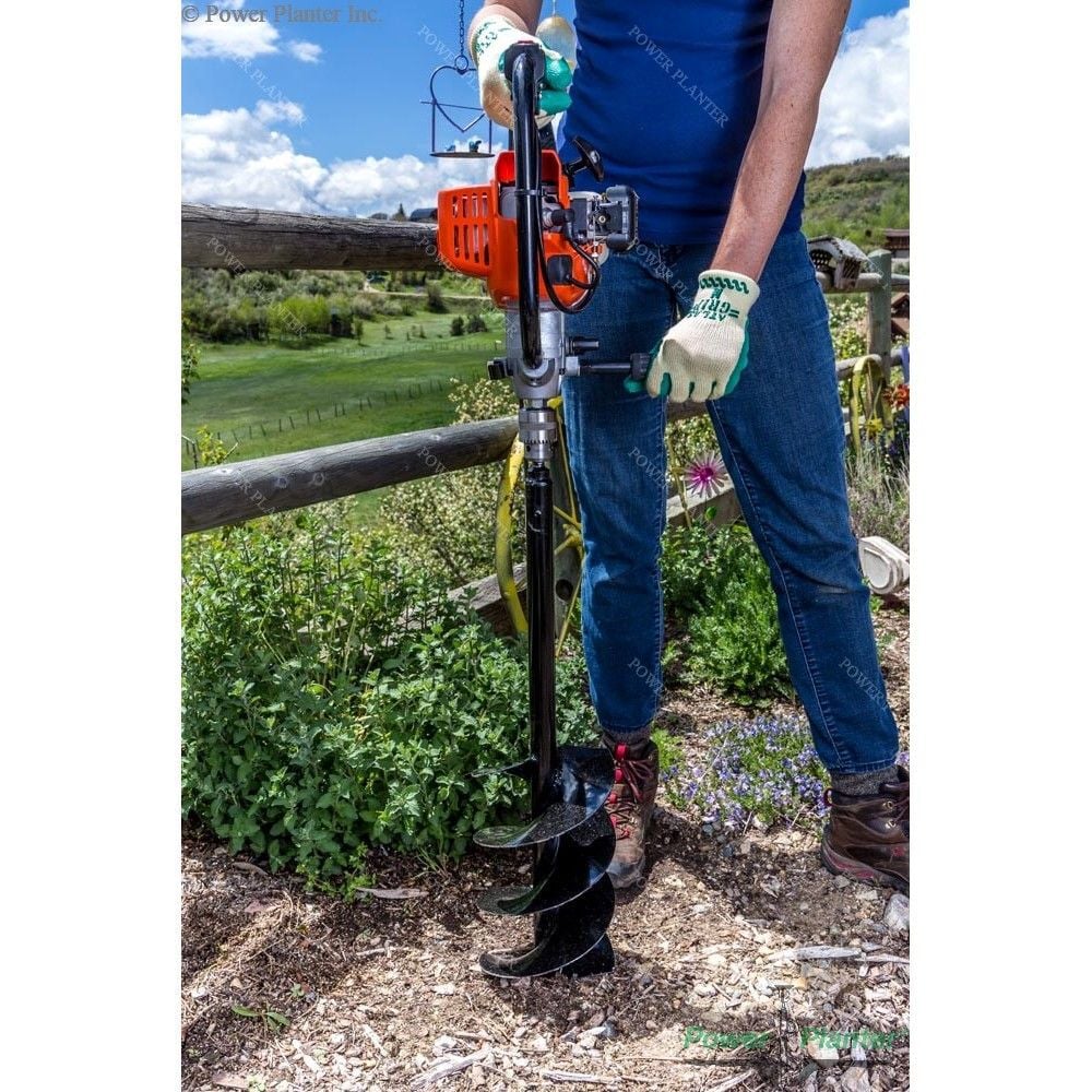 Power Planter 7 Inch x 28 Inch Steel Gallon Pot & Post Hole Auger with HD Tip, large image number 7
