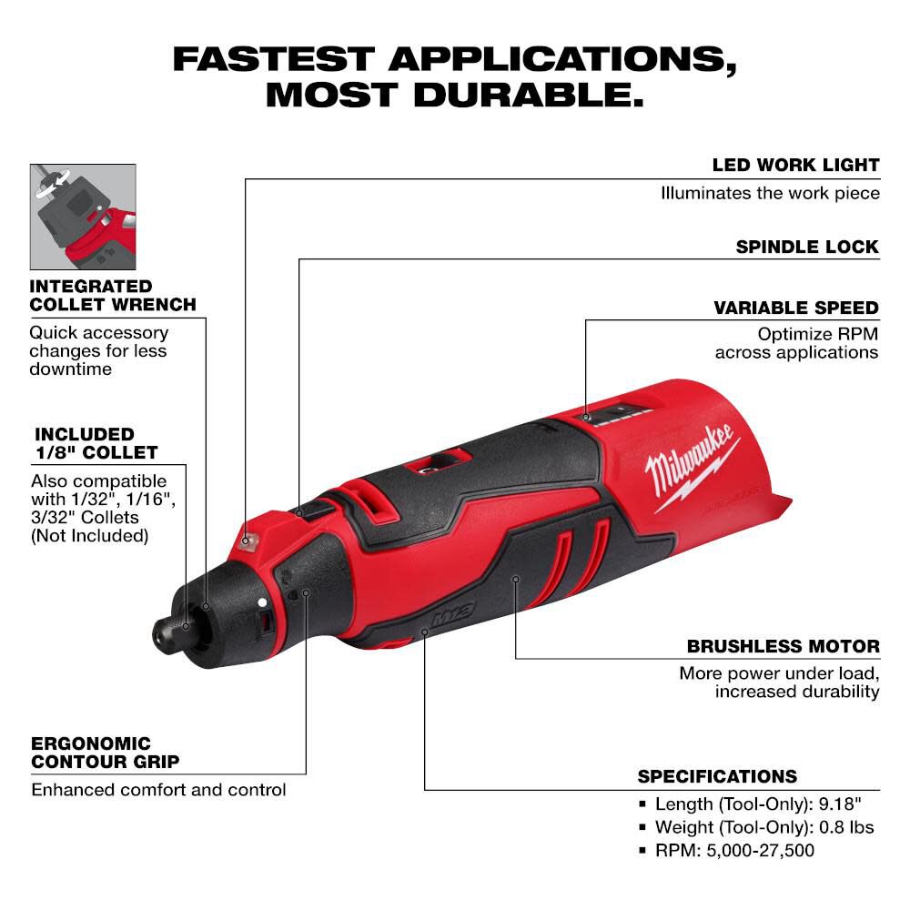 Milwaukee M12 Brushless Rotary Tool Bare Tool 2525 20 Sansujyuku sansujyuku.com