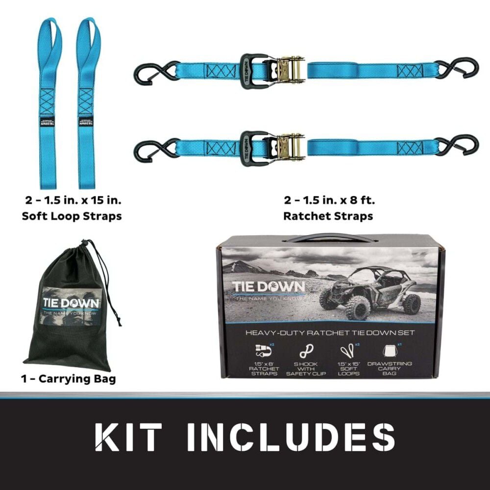Tie Down 1.5 Inch x 8 Ft 5208 Lbs Blue Ratchet Strap, large image number 3