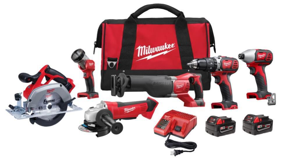 Milwaukee 2691-26 18V M18 Lithium-Ion Cordless 6-Tool Combo Kit 3.0 Ah