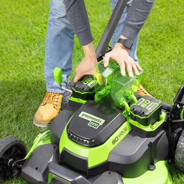 Greenworks 80V 25in Cordless Dual Blade Self Propelled Lawn Mower Kit with 4Ah Battery & Charger, large image number 10