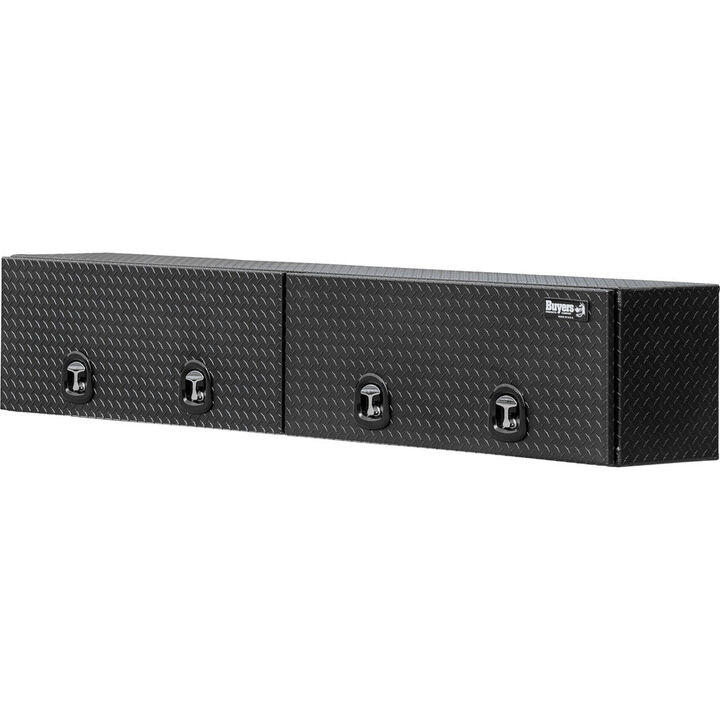 Buyers Products Company 16x13x96 Inch Matte Black Diamond Tread Aluminum Topsider Truck Box with Flip-Up Doors, large image number 3