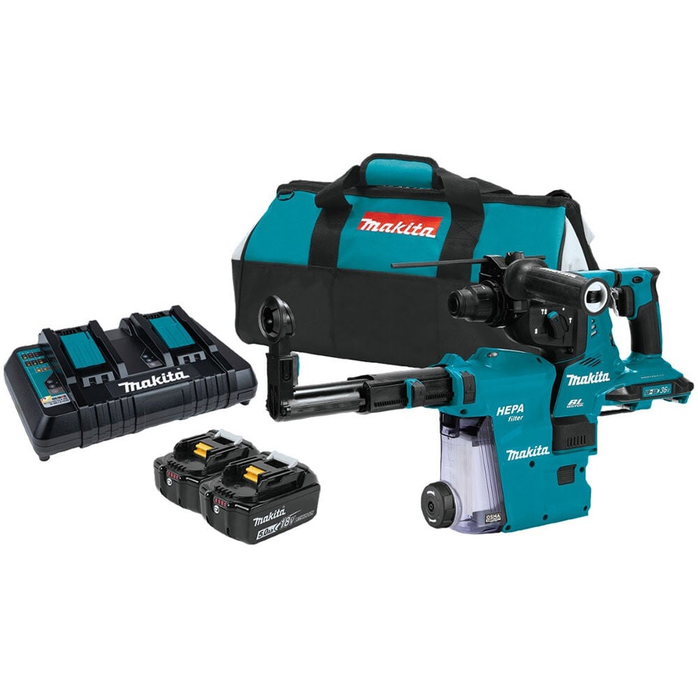 Makita 18V X2 (36V) LXT 1 1/8in AVT Rotary Hammer Kit SDS Plus with Extractor AWS – XRH10PTW