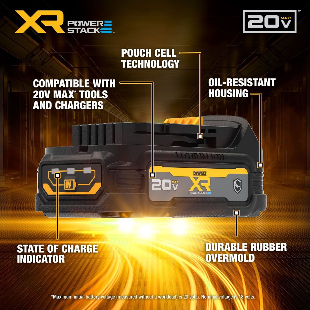 DEWALT 20V MAX XR POWERSTACK 20V 1.7Ah Lithium Ion Power Tool Battery Pack with Fuel Indicator, large image number 2