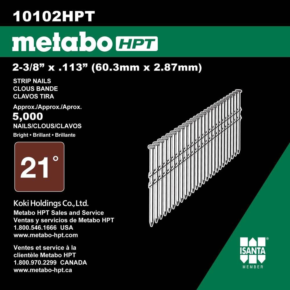 Metabo HPT 2-3/8 Inchx.113Full Round Head Smooth BriteBasicPlasticStrip FramingNail, 5000 Qty, large image number 4