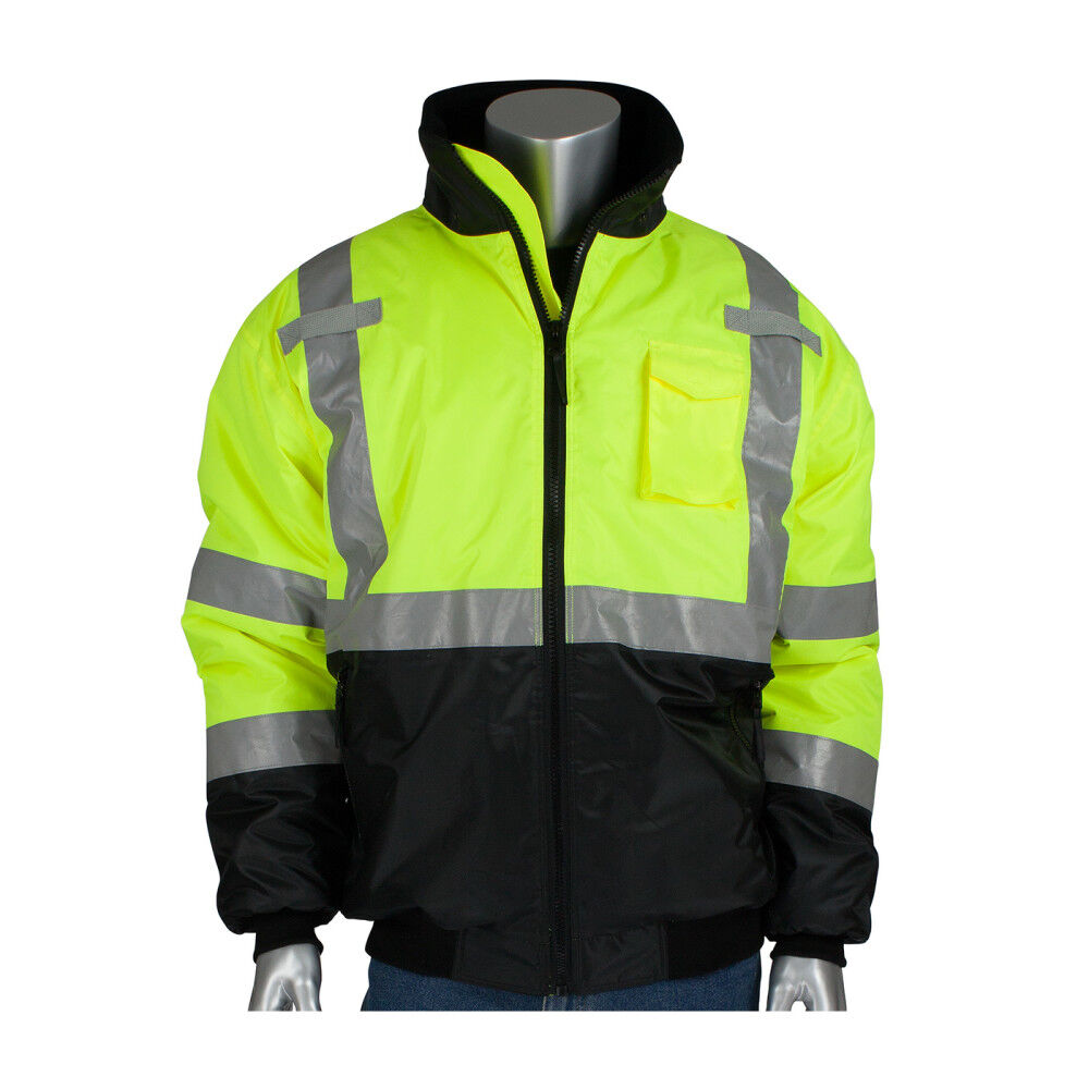 Protective Industrial Products PIP  ANSI R3 Black Bottom Bomber Jacket, large image number 3