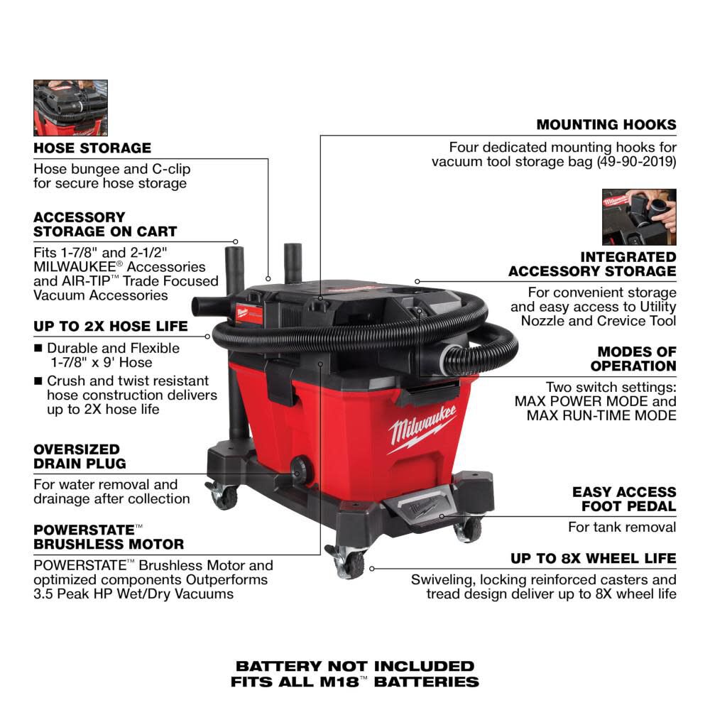 Milwaukee vacuum cheap m18 accessories