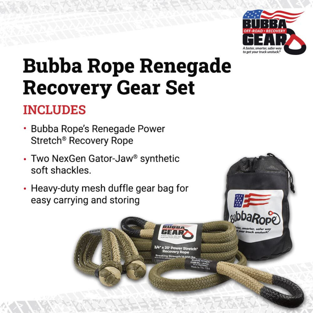 Bubba Rope 3/4 Inch x 20 Ft. Desert Tan Eye Off-Road Jeep Recovery Gear Set, large image number 3
