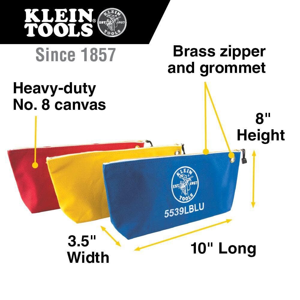 Klein Tools Assorted Canvas Zipper Bags 3-pack, large image number 2