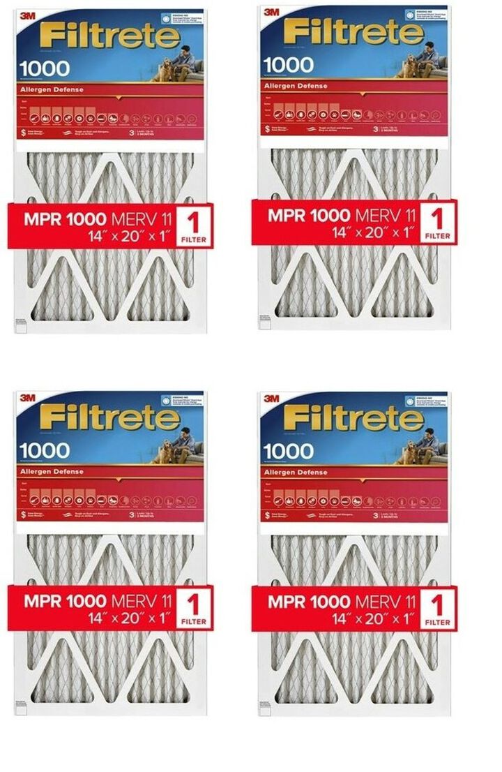 3M Filtrete 14 x 20 x 1-Inch 1000 MPR Allergen Defense Furnace Air Filter, 4-Pack