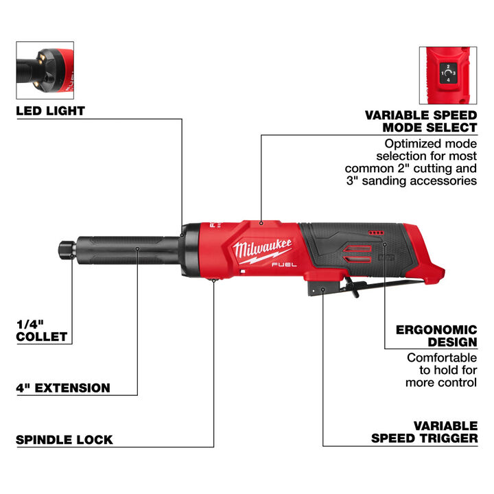 Milwaukee M12 FUEL 1/4 Inch Extended Die Grinder (Bare Tool), large image number 6