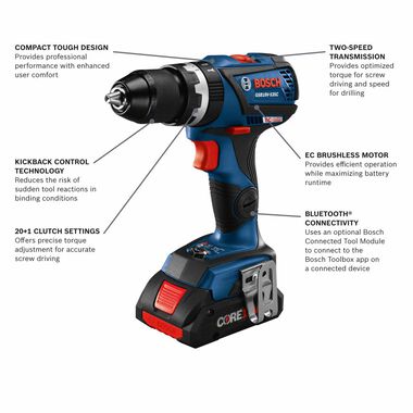 Bosch 18V EC Compact Tough 1/2in Hammer Drill/Driver Kit, large image number 1