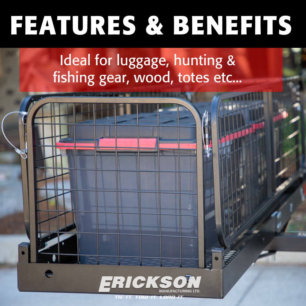 Erickson Mfg 500 lb Capacity Folding Steel Hitch Cargo Carrier, 60 Inch x 20 Inch x 18 Inch, for 2 Inch Receiver, large image number 6