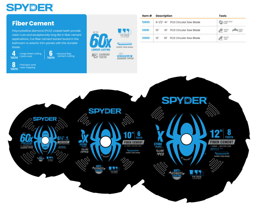 Spyder 6-1/2 Inch 4T Circular Saw Blade for Fiber Cement Boards, large image number 3