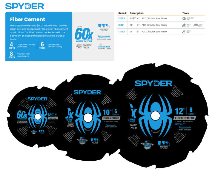 Spyder 6-1/2 Inch 4T Circular Saw Blade for Fiber Cement Boards, large image number 2