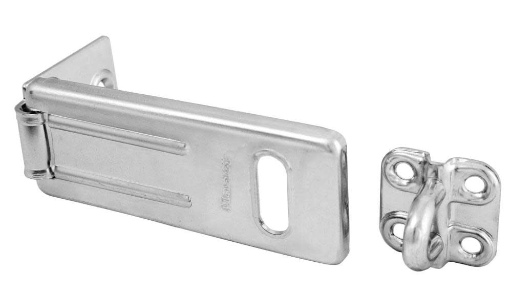 Master Lock 3-1/2in (89mm) Long Zinc Plated Hardened Steel Hasp with Hardened Steel Locking Eye – 703D