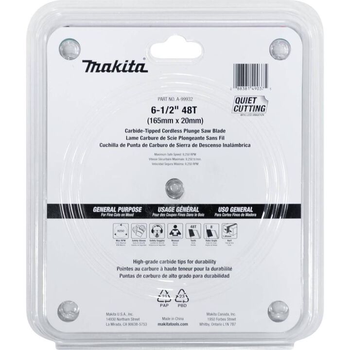 Makita 6-1/2in 48T Carbide-Tipped Cordless Plunge Saw Blade, large image number 2