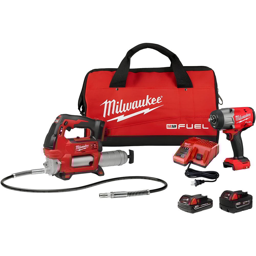 Milwaukee M18 FUEL 1/2in HighTorque Impact Wrench & Grease Gun Combo Kit - 2967-22GG