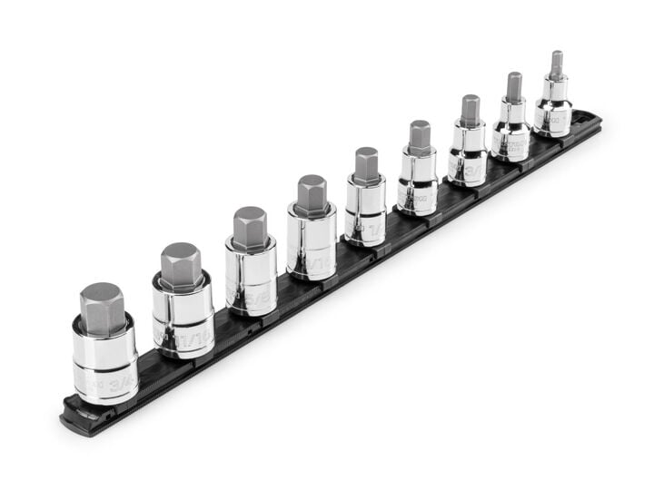Tekton 1/2 Inch Hex Bit Socket Set with Rail, 9 Piece (1/4-3/4 Inch), large image number 0