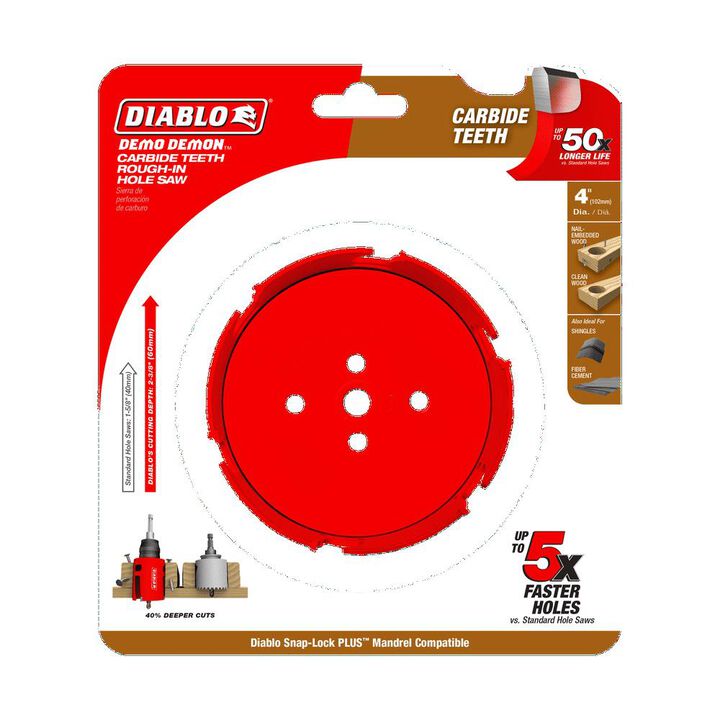 Diablo Tools 4in Demo Demon Carbide Teeth Rough-In Hole Saw, large image number 5