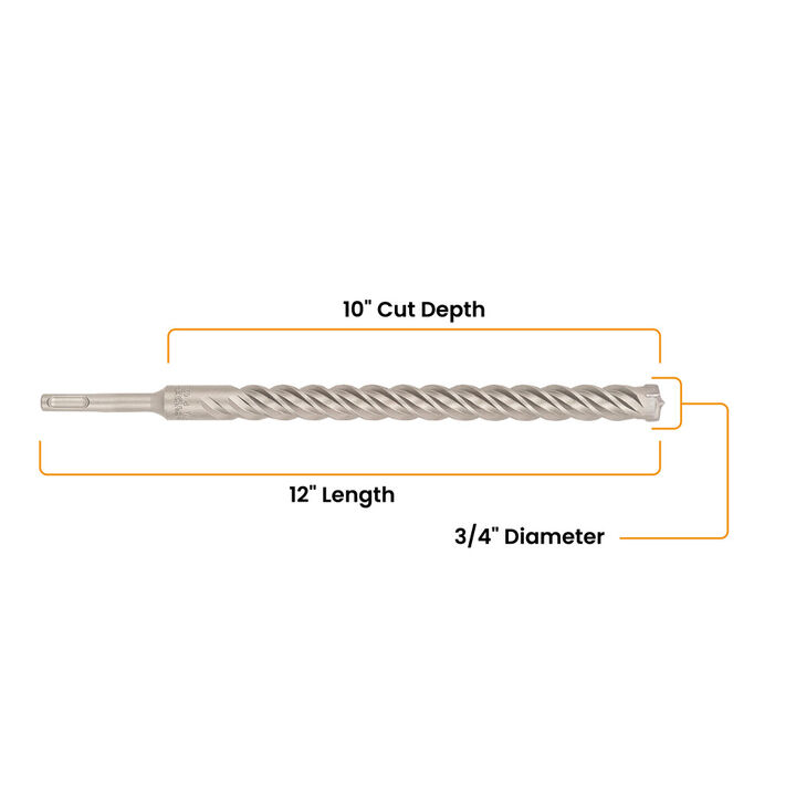 Spyder 3/4 Inch x 12 Inch SDS-Plus 4-Cutter Carbide-Tip Hammer Drill Bit, large image number 6