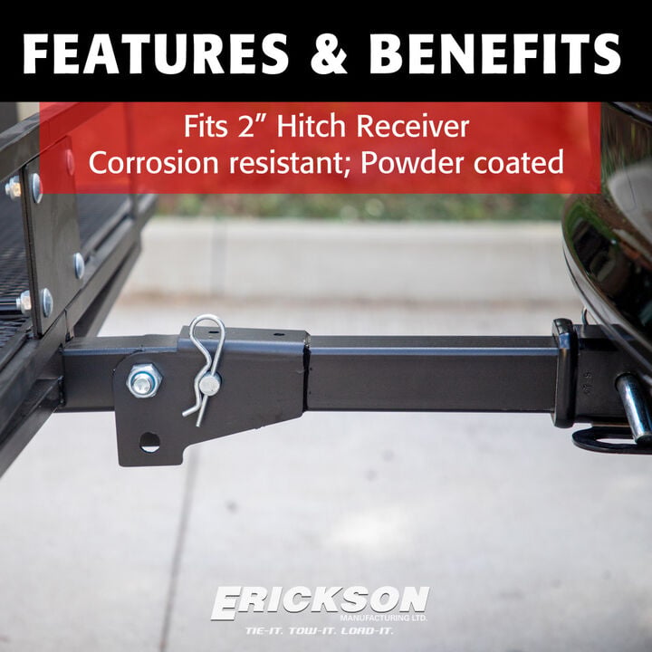 Erickson Mfg Heavy-Duty Folding Steel Hitch Cargo Carrier, 500 lb Capacity 60 Inch x 20 Inch, large image number 3