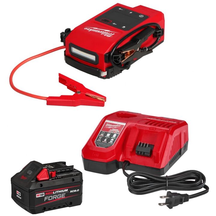 Milwaukee M18 Hotshot Jump Starter & Redlithium XC8.0 Starter Kit Bundle