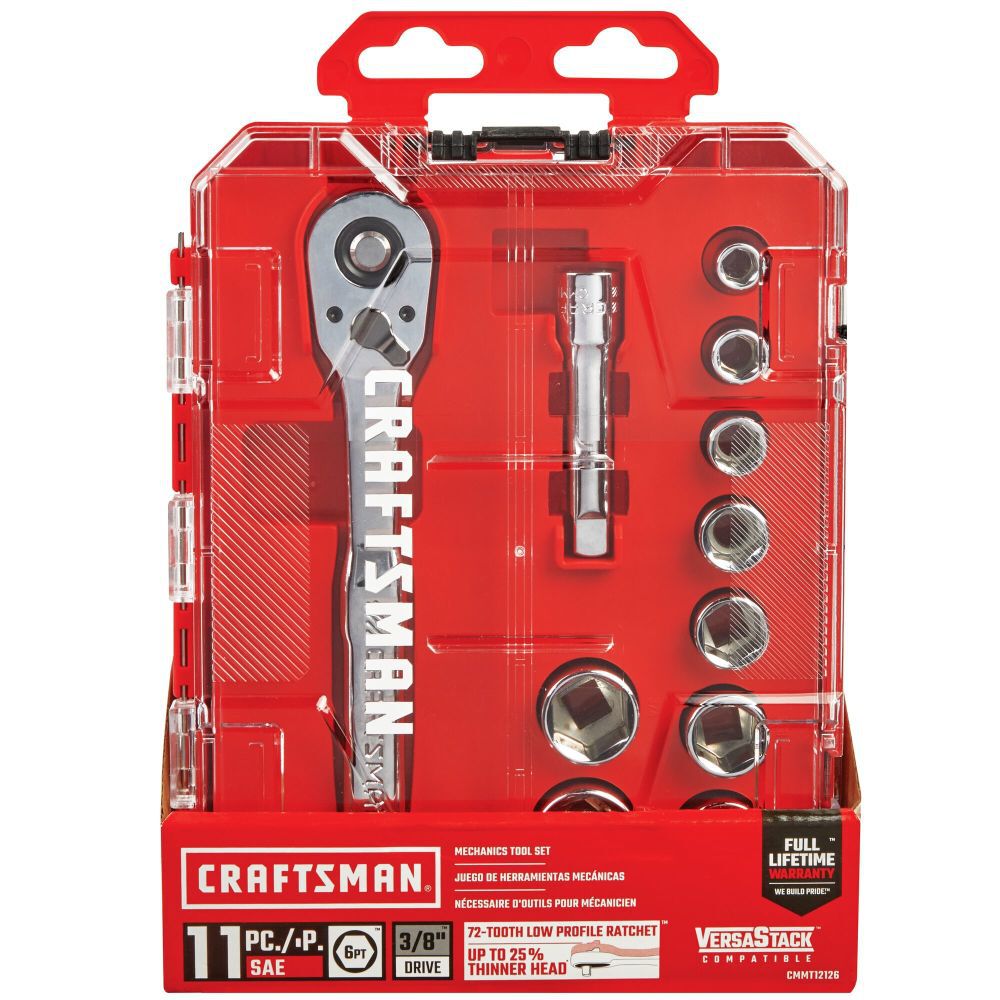 CRAFTSMAN 3/8-In Drive SAE Mechanics Tool Set, 11pc, large image number 4