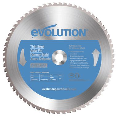 Evolution Power Tools 14 in. 90 Tooth Thin Steel Tungsten Carbide-Tipped Cutting Blade