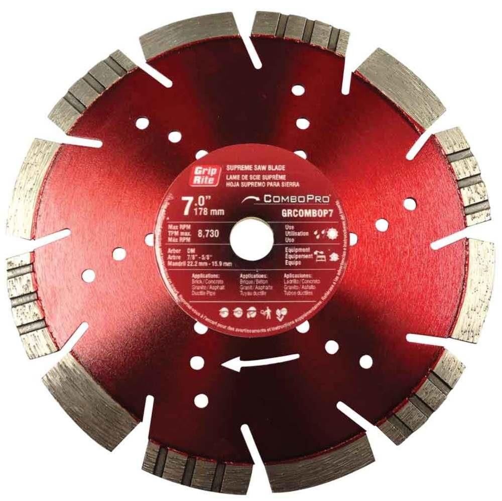 Grip Rite ComboPro 7 Inch Supreme Segmented Turbo Rim Diamond Blade for Concrete, Brick, Stone, and Metal, large image number 1