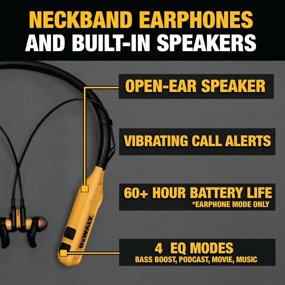 DEWALT Jobsite Pro Max 2-in-1 Bluetooth Headphone with Built-In 