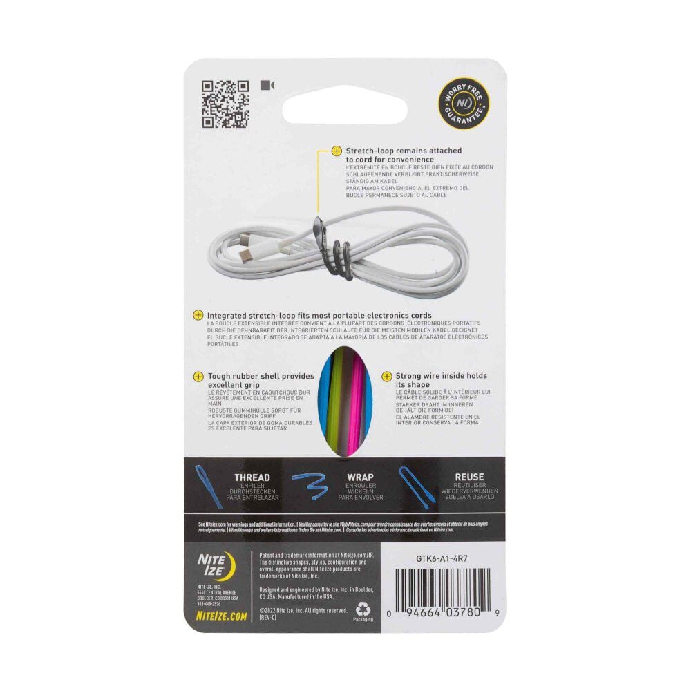 Nite Ize Gear Tie Cordable Twist Tie 6 Inch Assorted Colors 4 Pieces, large image number 2