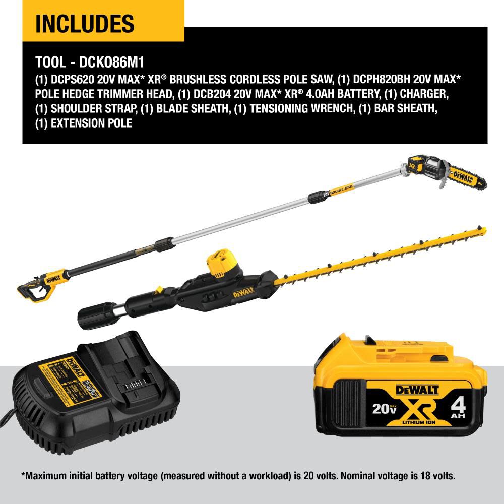 Dewalt 20 volt pole hedge sale trimmer