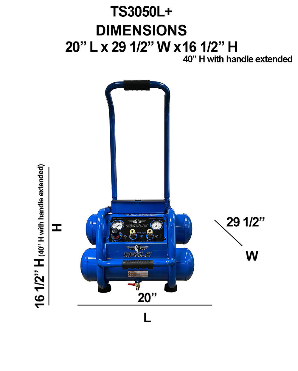 Eagle Compressor 3HP 5 Gallon Peak Twin Stack Air Compressor, large image number 3