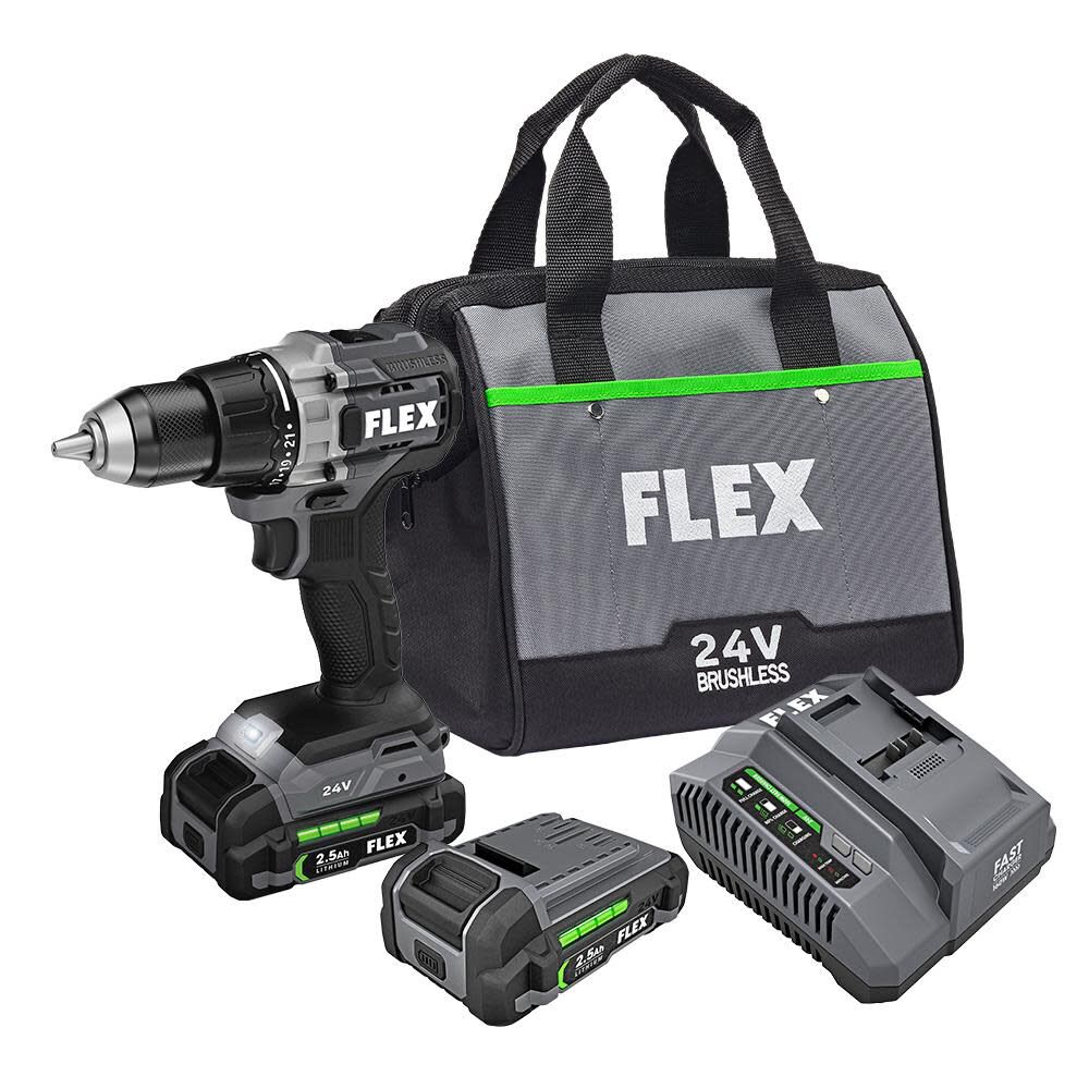 FLEX 24V Brushless 1/2-In. 2-Speed Drill Driver Kit, large image number 1