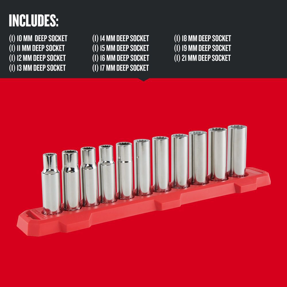 CRAFTSMAN 1/2-in Drive Metric 12 Point Deep Socket Set, 11pc, large image number 2