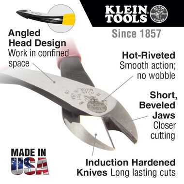 Klein Tools 8'' Journeyman High-Leverage Diagonal-Cutting Angle Head Pliers, large image number 1