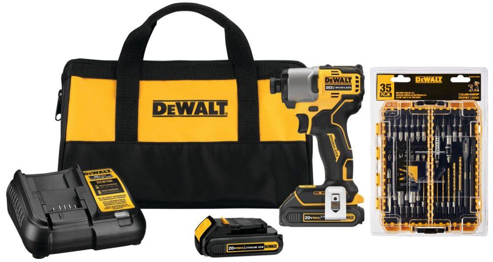 DEWALT 20V Brushless Impact Driver Kit & Rapid Load Accessory Set With Toughcase+ Bundle, large image number 1