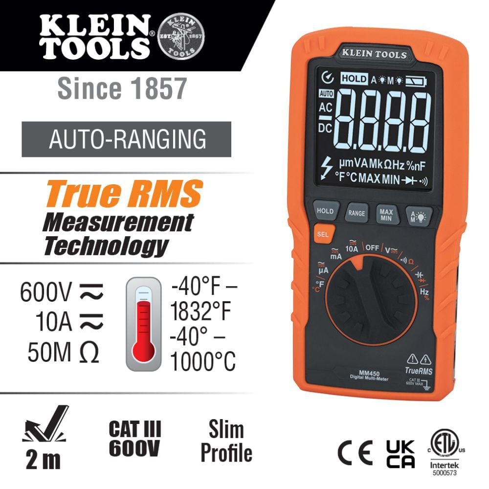 Klein Tools Slim Digital Multimeter TRMS Auto Ranging, large image number 2