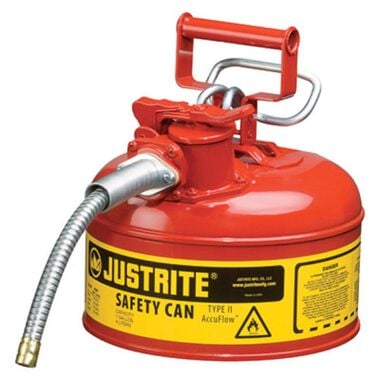 Justrite 1 Gal AccuFlow Steel Safety Red Gas Can Type II, large image number 1