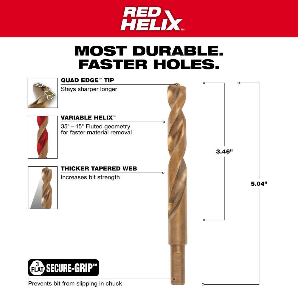 Milwaukee RED HELIX Cobalt 31/64inchinch Drill Bit, large image number 3