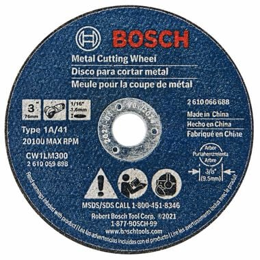 Bosch 3in x .1/16in 3/8in Arbor Type 1 Metal Cutting Wheel
