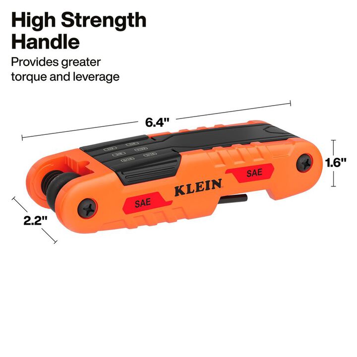 Klein Tools Extended Reach Impact Folding Hex Key Set SAE 12 Pieces, large image number 7