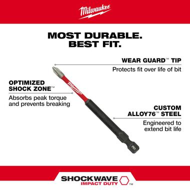 Milwaukee SHOCKWAVE Impact Duty Magnetic Attachment & PH2 Bit Set 3pc, large image number 5