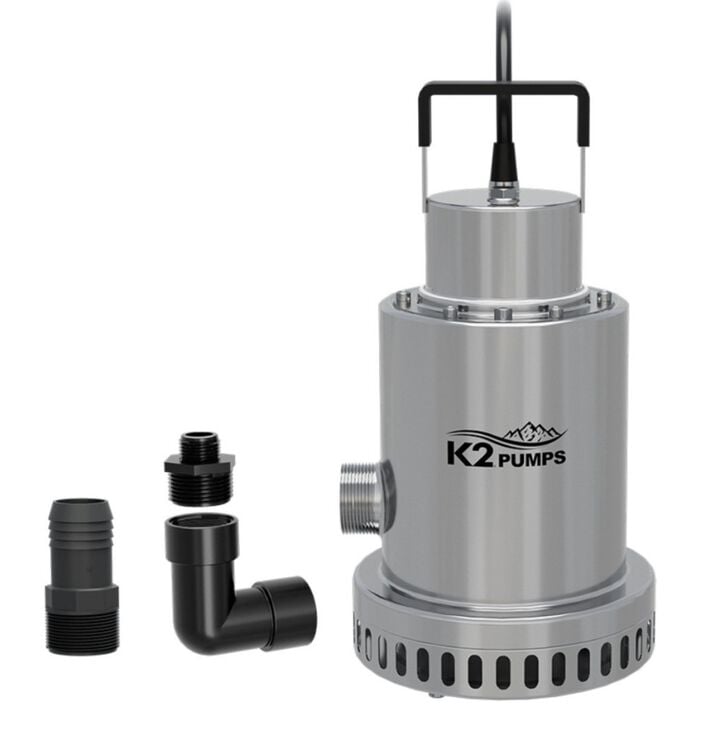 K2 Pumps 1/2 HP 115V Professional Grade Stainless Steel Dewatering Waterfall Pump, large image number 1
