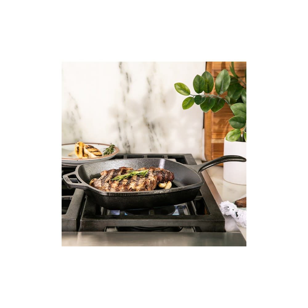 Lodge Cast Iron 10 1/2 Inch Black Cast Iron Square Grill Pan, large image number 3