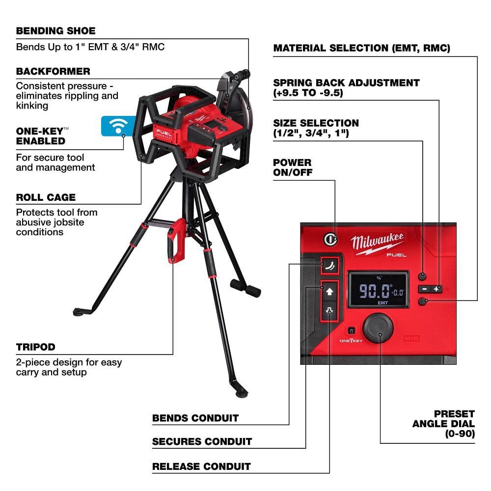 Milwaukee M18 FUEL Branch Conduit Bender with AUTO-ZERO Bare Tool, large image number 12